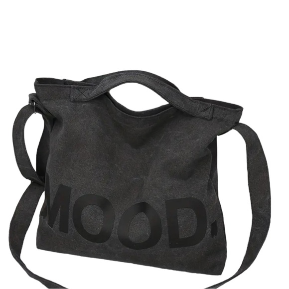 “Mood” cute canvas tote bad. Black with adjustable strap. New with tags. - Picture 6 of 7
